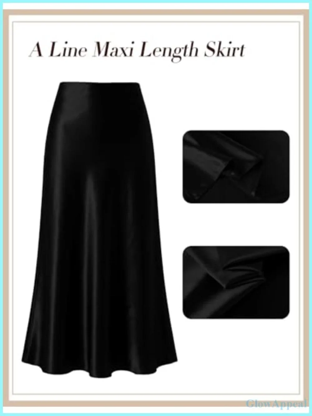 Women's High Waisted Satin Maxi Skirt A-Line Flowy Formal Midi